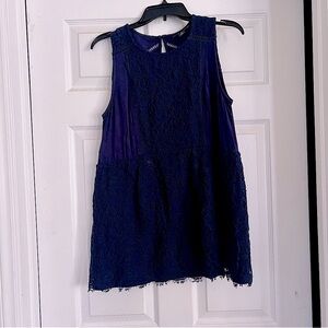 Navy Lace Sleeveless Maternity Top